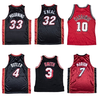Lot of (6) Miami Heat Signed Jerseys Including Mourning, ONeal & Hardaway (Arenas LOA & Beckett)